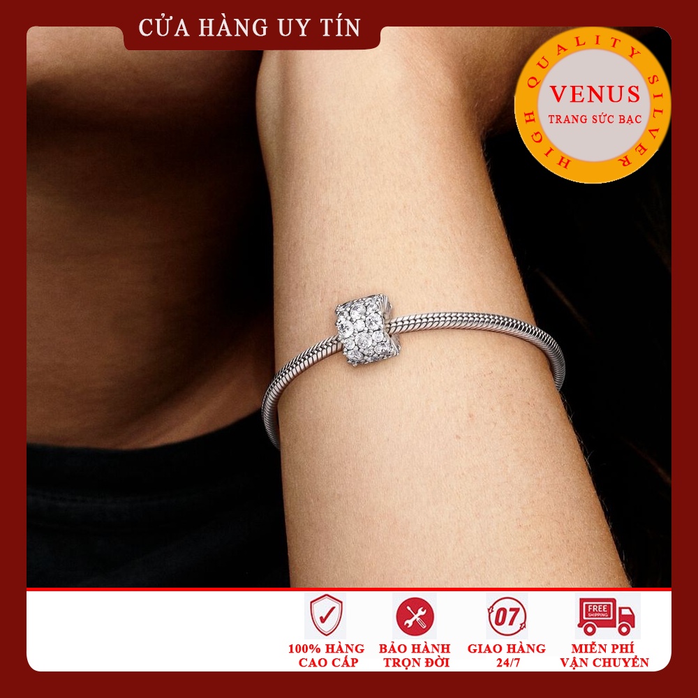 Charm trụ đá trắng bạc 925 cao cấp- Trang sức bạc Venus