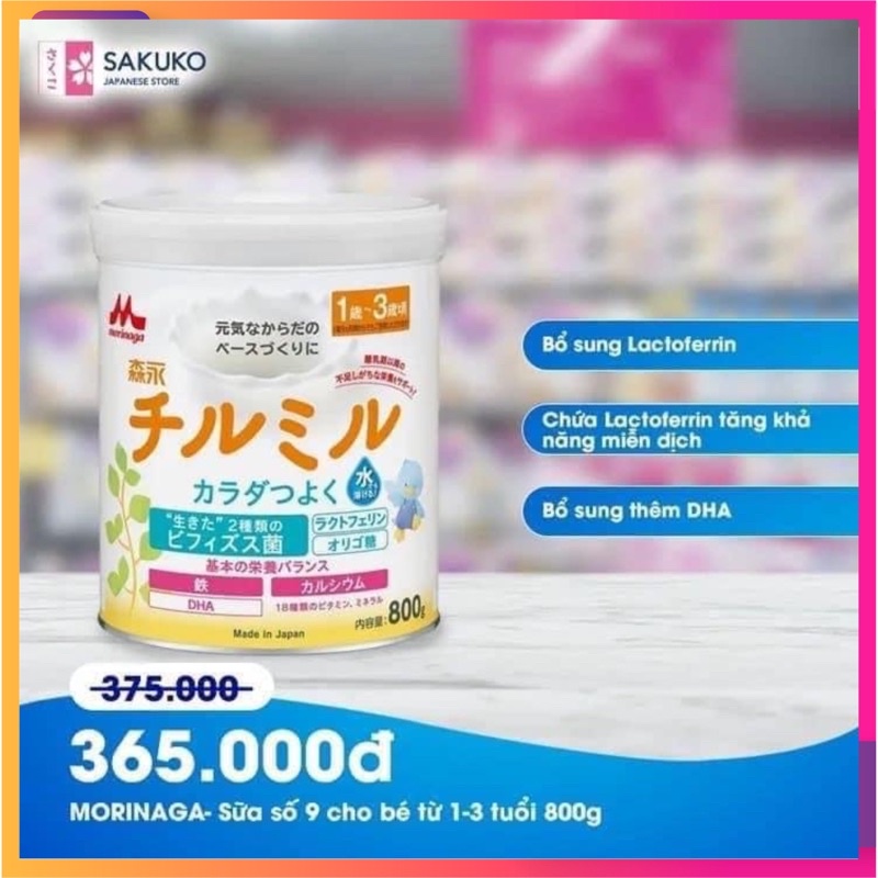 Sữa Công Thức MORINAGA Số 9 Nội Địa Nhật Cho Bé (800g) - SAKUKO