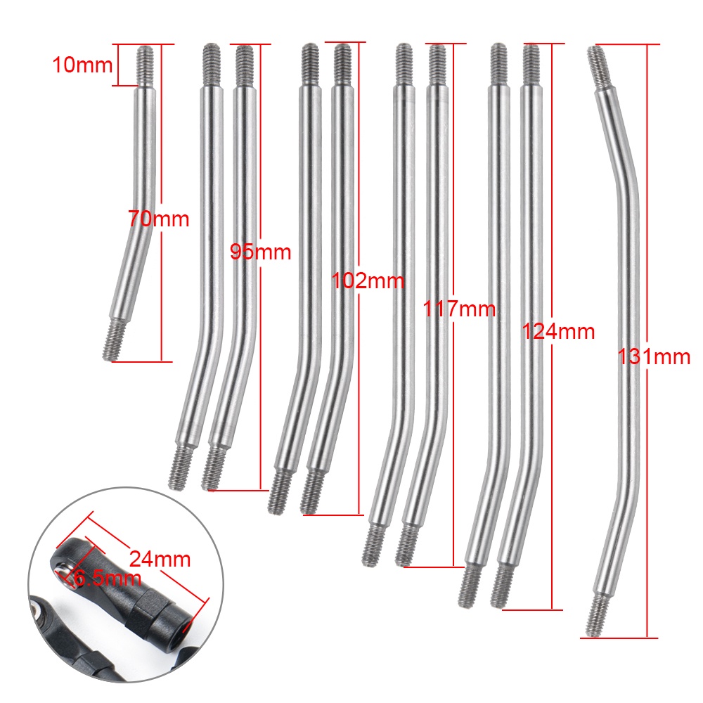 Set 10 Đầu Nối Trục Bánh Xe 313/324mm Cho Xe Điều Khiển Từ Xa Axial SCX10 II 90046
