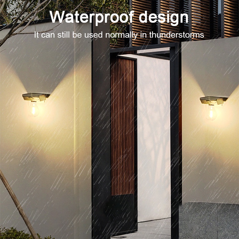 Bóng Đèn LED Năng Lượng Mặt Trời Siêu Sáng Chống Thấm Nước Gắn Tường Trang Trí Sân Vườn