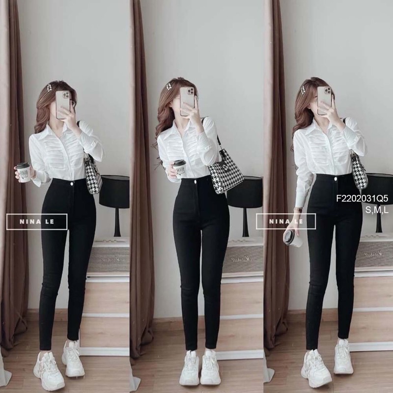 Quần jeans đen 1 nút