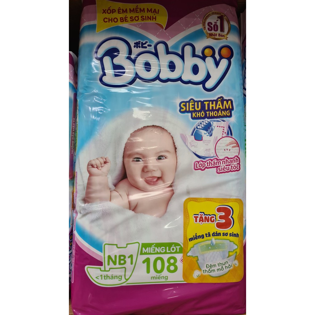 [CỘNG MIẾNG] Tã / Bỉm Bobby quần size NB108+9, Xs38+4, S54+6, M60+8, L52, Xl48