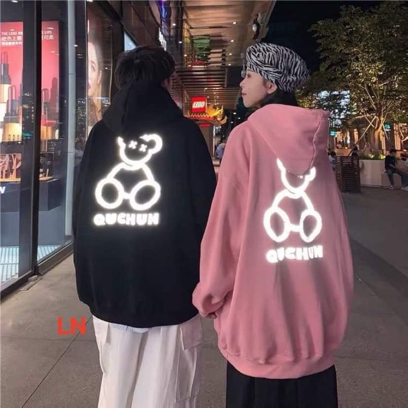 Áo hoodie phản quang gấu qchun LN12