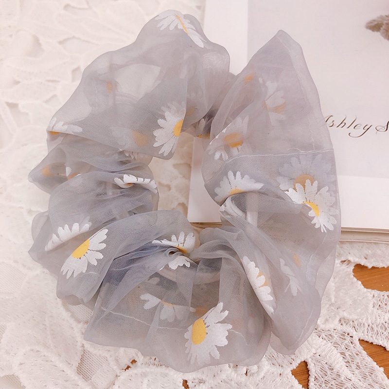 Dây Cột Tóc Lưới In Hình Hoa Cúc Nhỏ Dễ Thương Cho Nữ