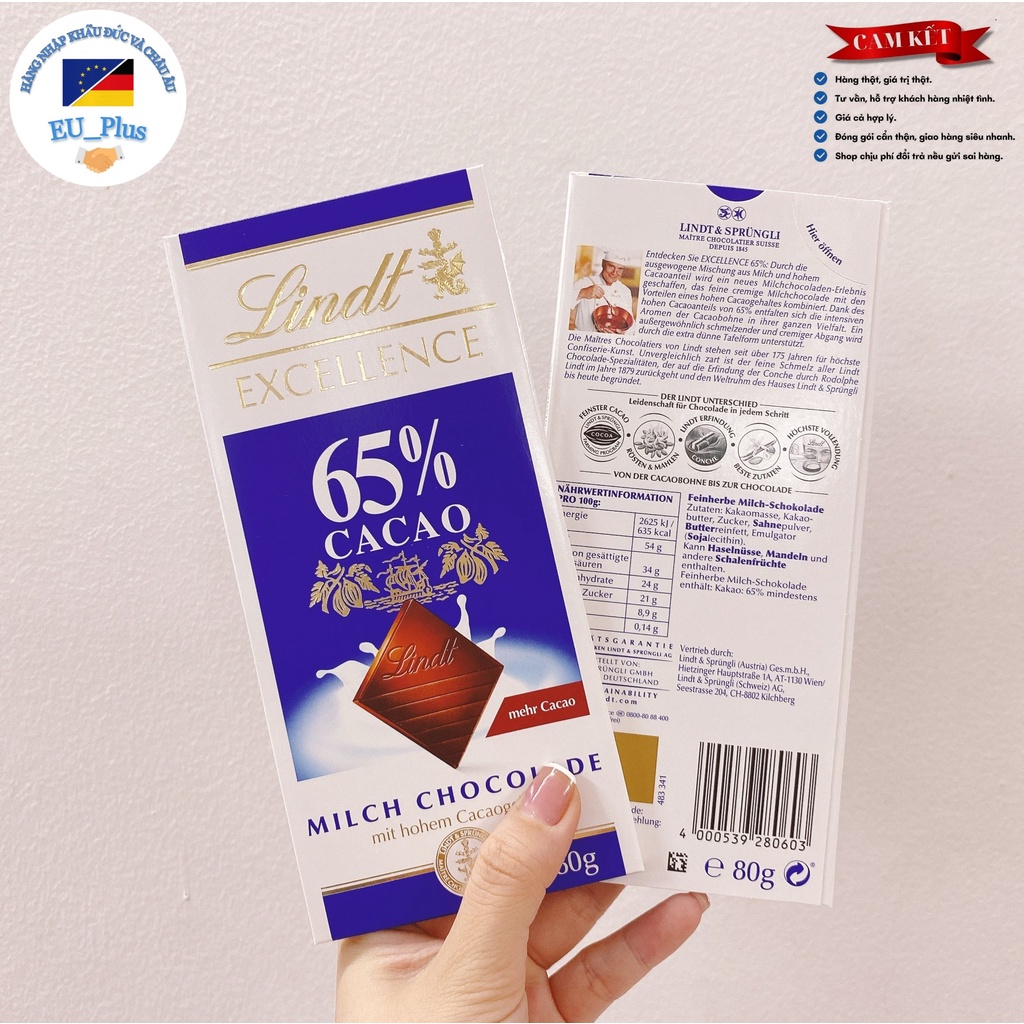 Socola Lindt Excellence &amp; Swiss Classic 65% cacao thanh 100gr