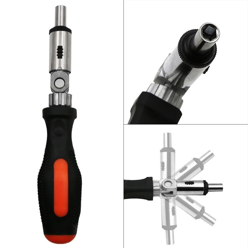 Tua vít Ratchet 180 độ gập lại kiểu chữ T 1/4 lục giác
