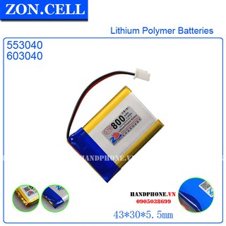 Pin Li-Po ZonCell 3.7V 800mAh 603040 553040 503040