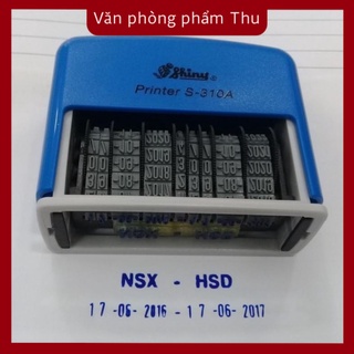 Dấu Shiny S-310A - Dấu có 2 ngày tháng năm trên cùng 1 dòng và 1 dòng nội dung cần khắc