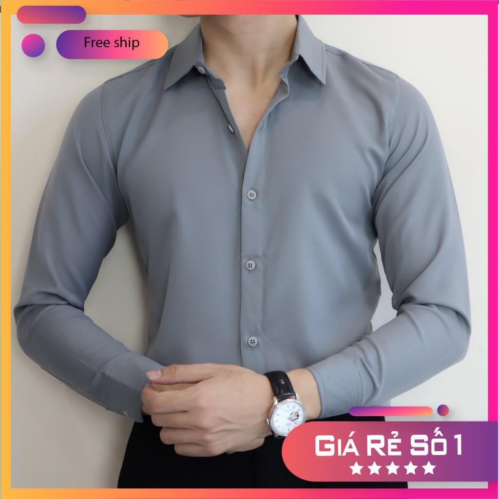 [ FREESHIP 99K ]Áo sơ mi nam trơn dài tay (7 màu) áo sơ mi công sở chất liệu lụa mịn cao cấp (Cam Kêt Chất Lượng) | BigBuy360 - bigbuy360.vn