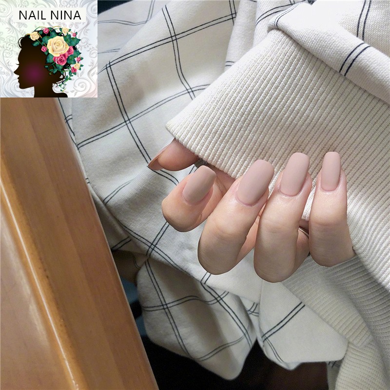 Bộ 24 móng tay giả Nail Nina màu hồng nhạt mã 419【Tặng kèm dụng cụ lắp】