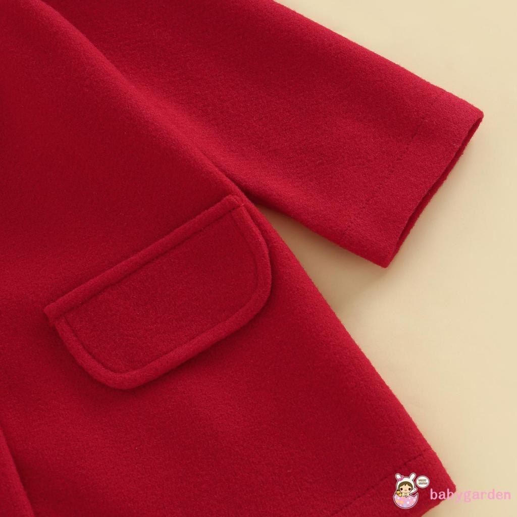 Set Áo Khoác Len Tay Dài Cổ Phối Lông Màu Sắc Tương Phản Phối Với Nón Thời Trang Mùa Đông Cho Bé Gái 3-7 Tuổi