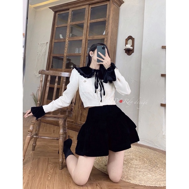 Set dạ cổ bèo mix cv nhung