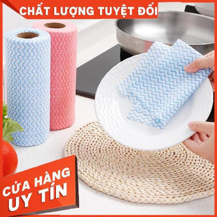 (Video Clip)  Cuộn Giấy Lau Đa Năng, Khăn Lau Bếp Vải Không Dệt (50 khăn)