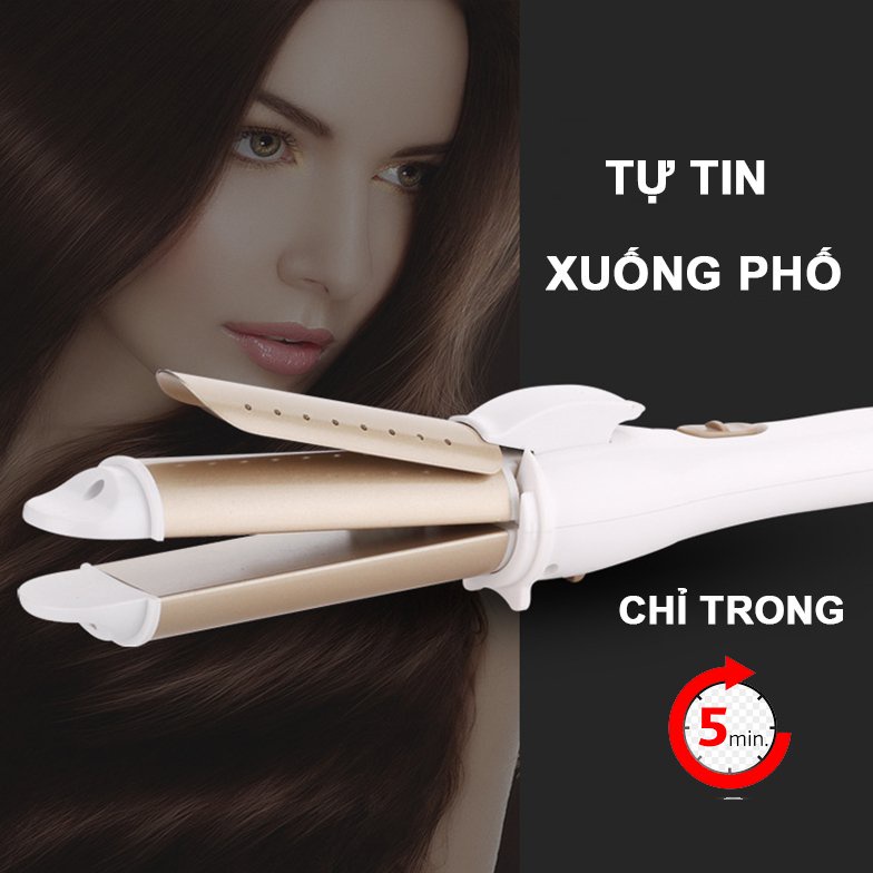 Máy Làm Tóc 3 in 1 - Máy Duỗi/Uốn/Dập Xù Tóc Đa Năng Tiện Lợi