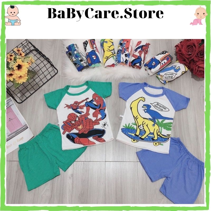 Sale! Quần áo trẻ em cộc tay bé trai chất cotton mềm mịn mát in họa tiết hoạt hình dễ thương (5-18kg)