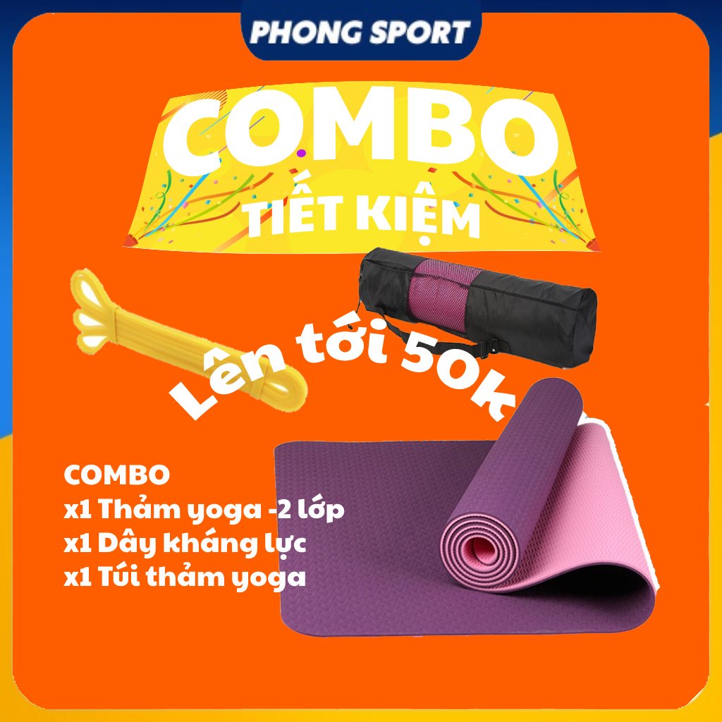 Thảm Tập Yoga Đinh Tuyến COMBO POWER BAND chống trượt dày 6mm-8mm cao cấp