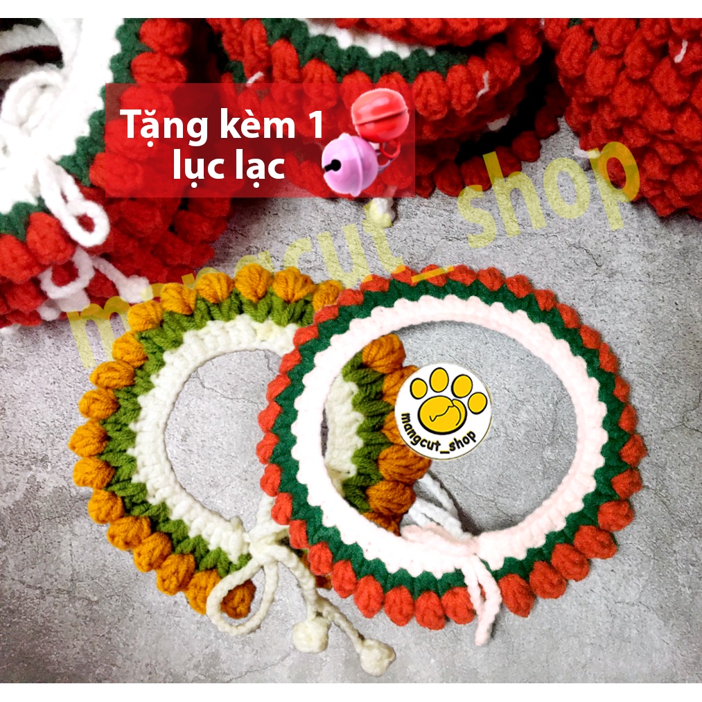 Yếm len hoa tulip đáng yêu cho thú cưng, Yếm len cho chó mèo, vòng cổ