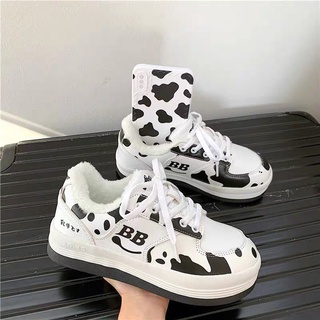 Sneaker bò sữa lót lông size 40