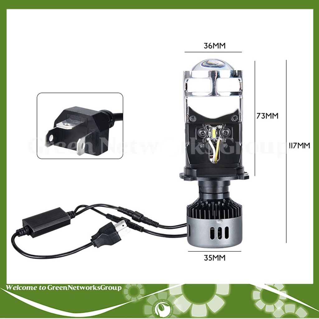 Đèn pha led bi cầu mini M01B chân H4 12-24V 36W Greennetworks (1 Đèn )