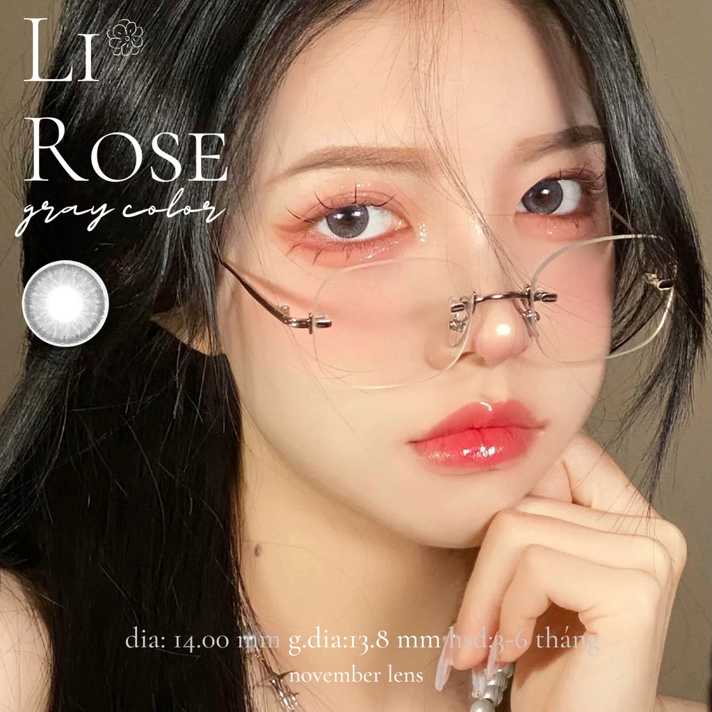 Kính áp tròng màu xám trà Li Rose Gray giúp mắt to và tròn