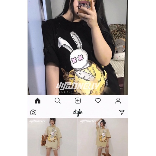 Áo phông nelly heybig sale (có sẵn) thỏ trắng thân vàng