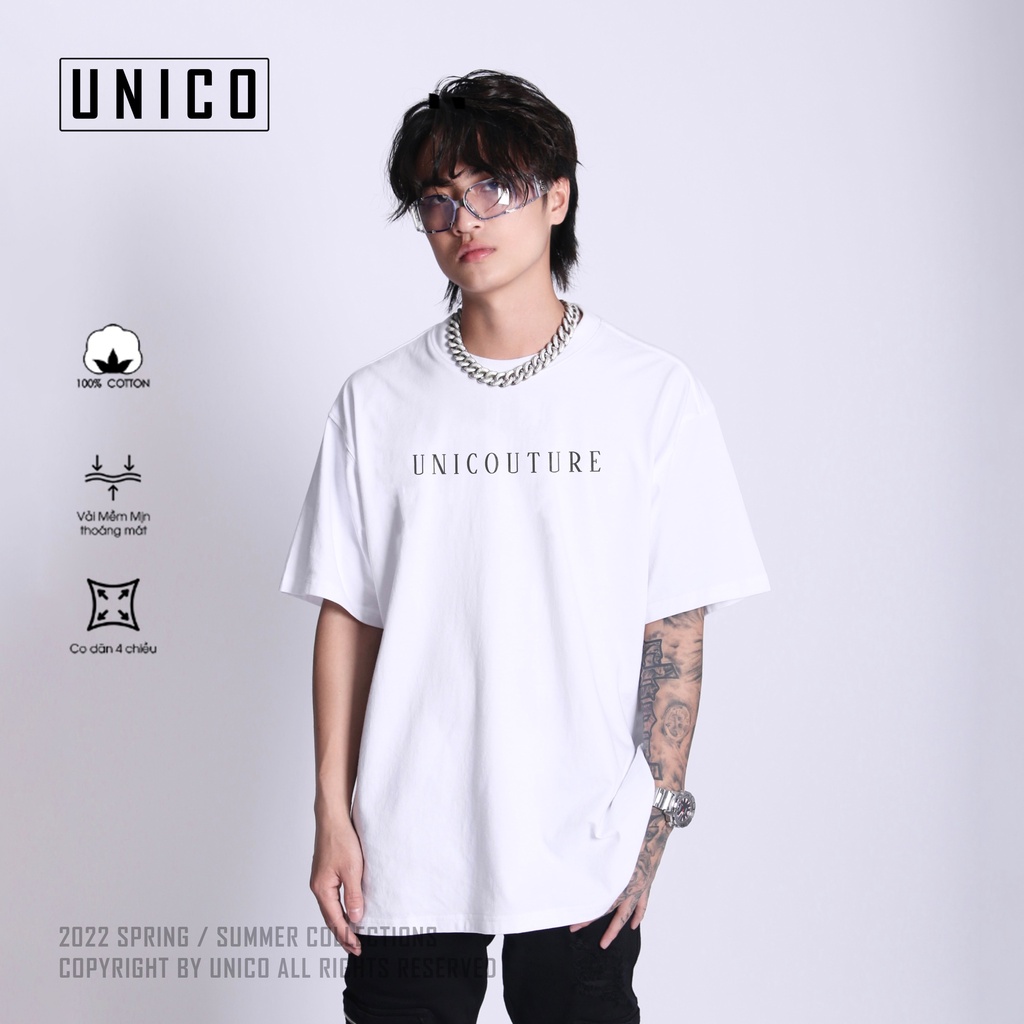 Áo thun Unisex Unicouture áo phông tay lỡ form rộng cotton 4 chiều