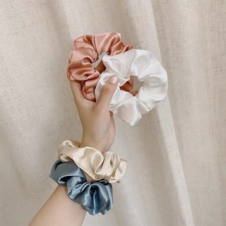 SCRUNCHIES Dây Cột Tóc Vải Lụa Mịn Phi Bóng Siêu Dày
