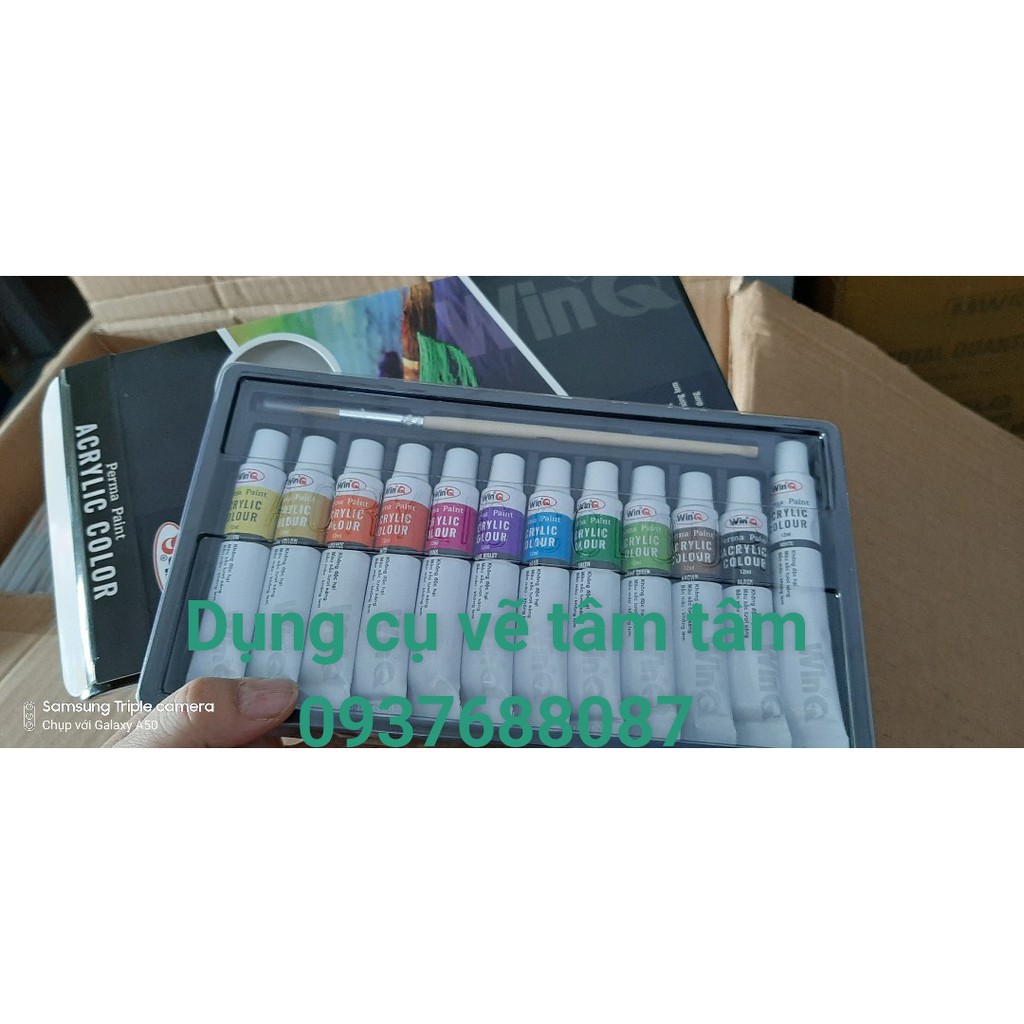 [Giá Tốt] Combo màu vẽ acrylic win và kim tuyến