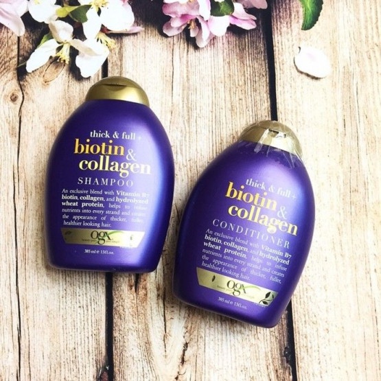Dầu Gội - Dầu Xả Ogx Biotin &amp; Collagen Shampoo - Conditioner 385ml