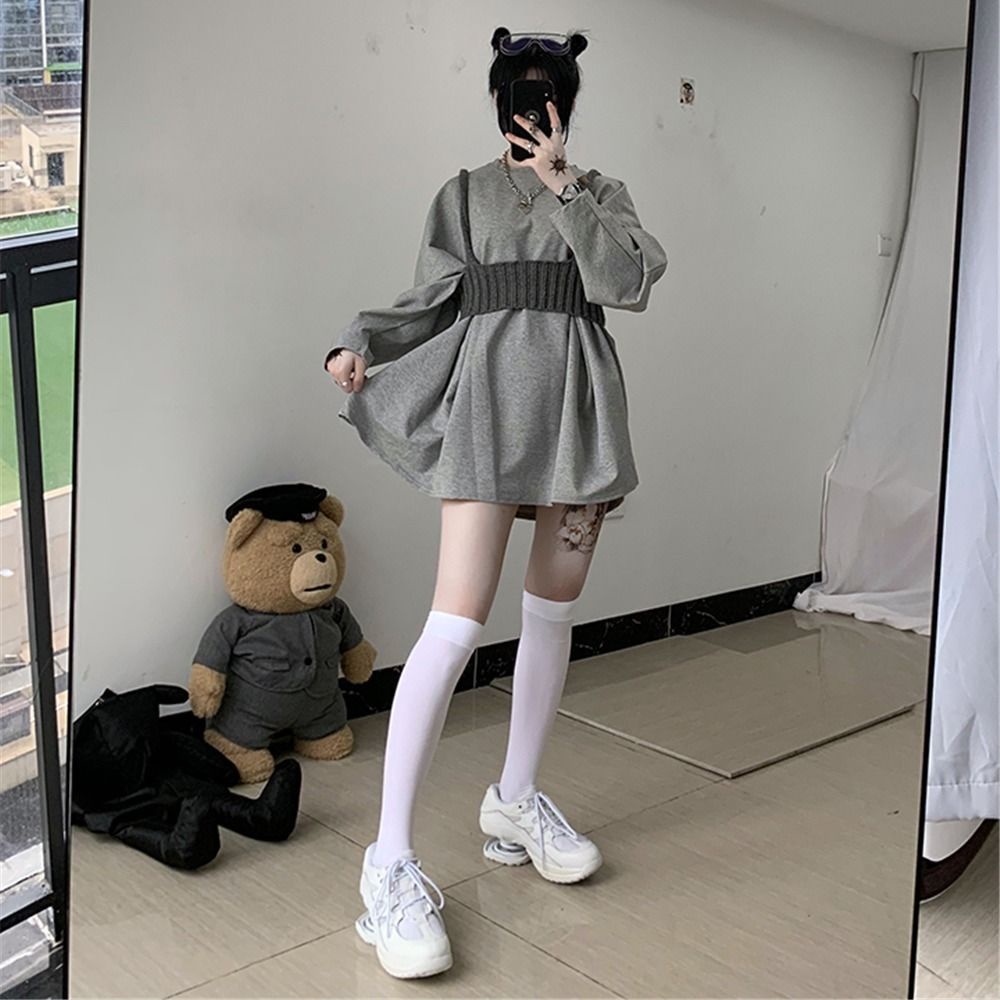 COZOK Set áo len tay dài + áo khoác không tay form rộng hợp thời trang