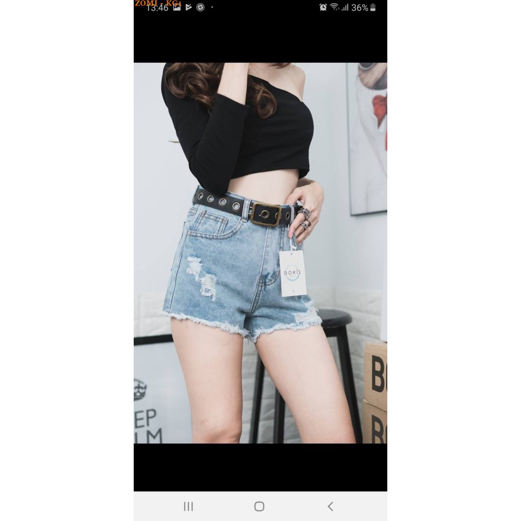Quần short jean nữ cá tính rách nhẹ ZOMI KG1