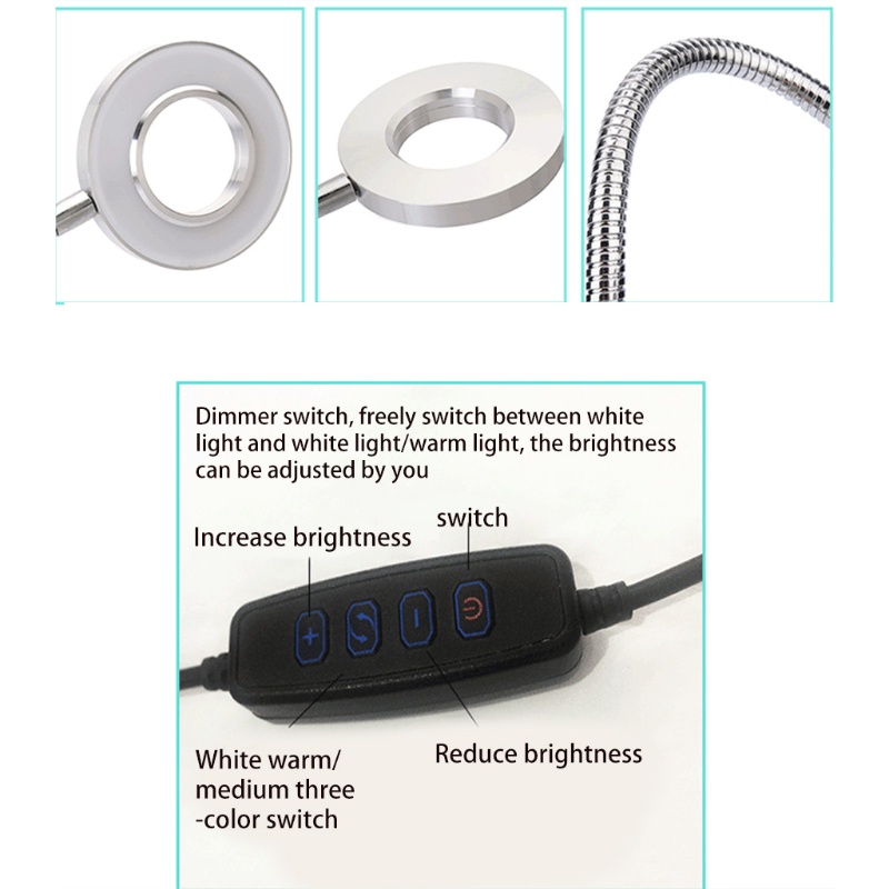 Hình ảnh Đèn LED để bàn USB với 3 chế độ màu sắc bảo vệ mắt 360 độ cổ ngỗng #6