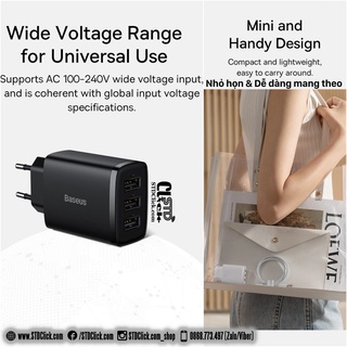 CỦ SẠC 3 CỔNG USB BASEUS COMPACT 17W MINI CHÍNH HÃNG