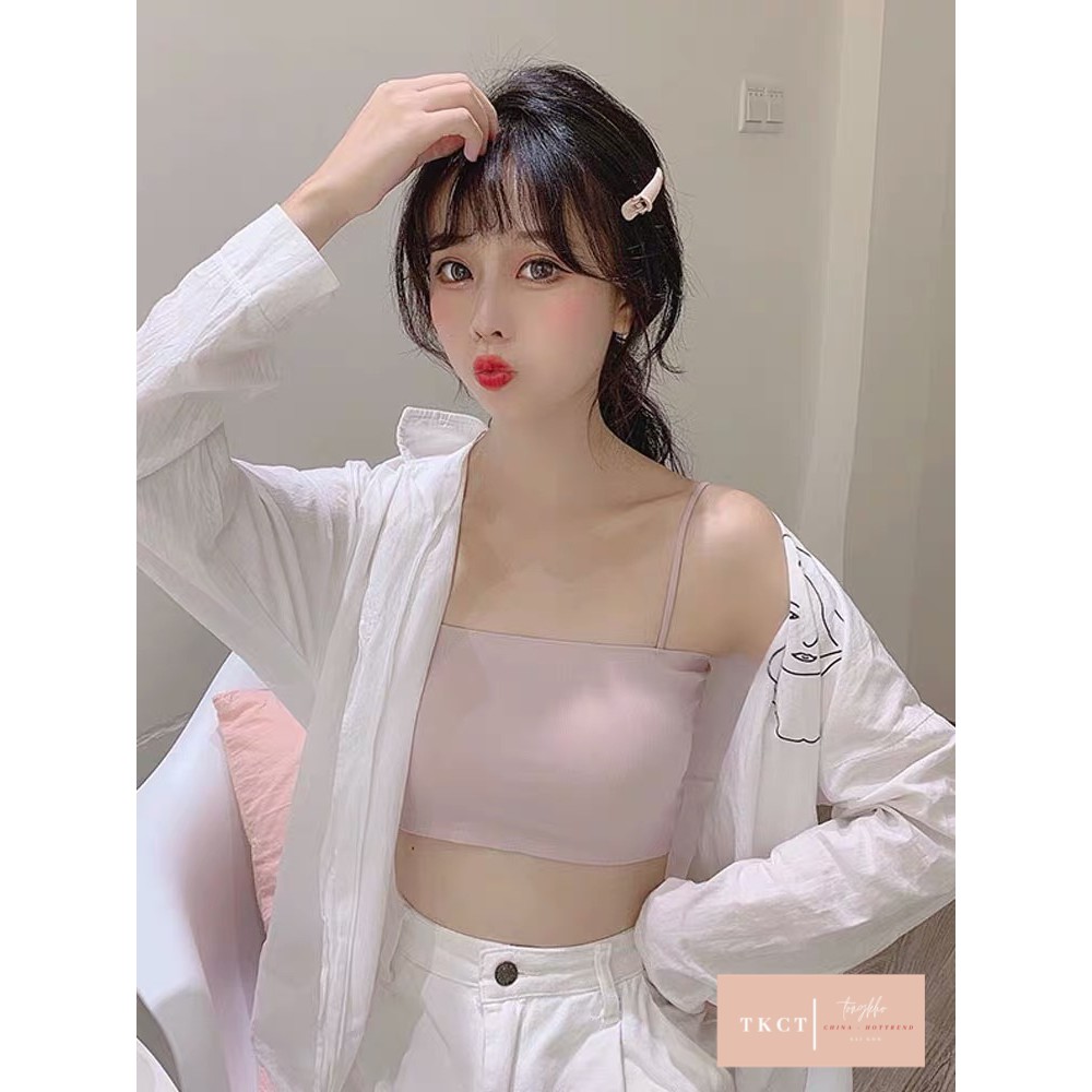 Áo Bra Hai Dây Trơn Bảng 6 Màu TONGKHOCHITUE , Áo Hai Dây Croptop Hàn Quốc Có Mút Độn | BigBuy360 - bigbuy360.vn