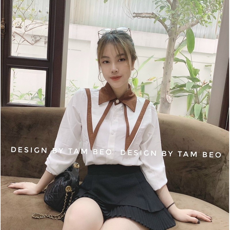 Áo sơ mi mix vạt viền cực xinh [HOT NHẤT] chất siêu xịn