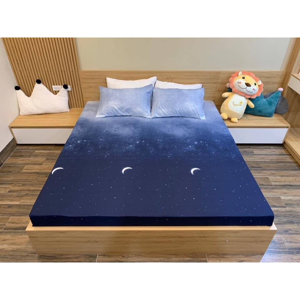 Bộ Ga Gối Cotton Poly 3D Họa Tiết - Mặt Trăng