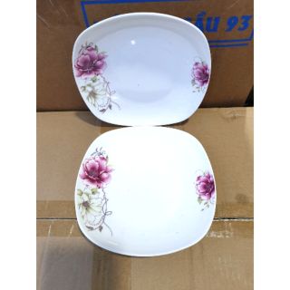 Đĩa sứ vuông hoa hồng 1 chiếc