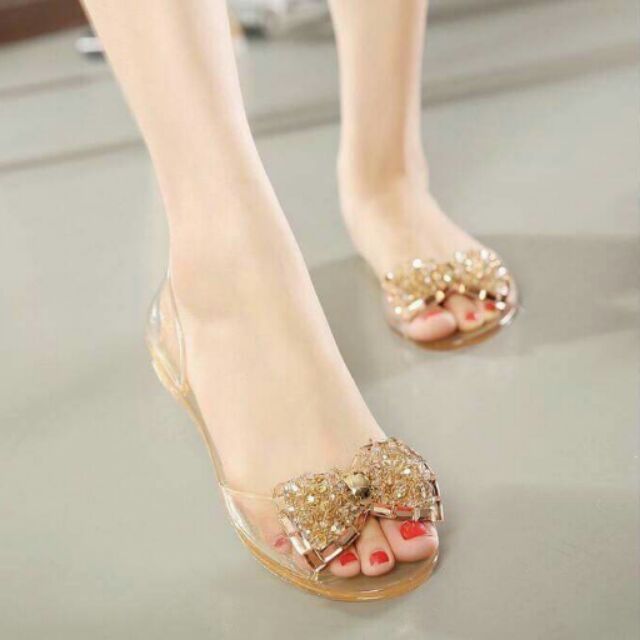 Giày nhựa nơ đá đen | BigBuy360 - bigbuy360.vn