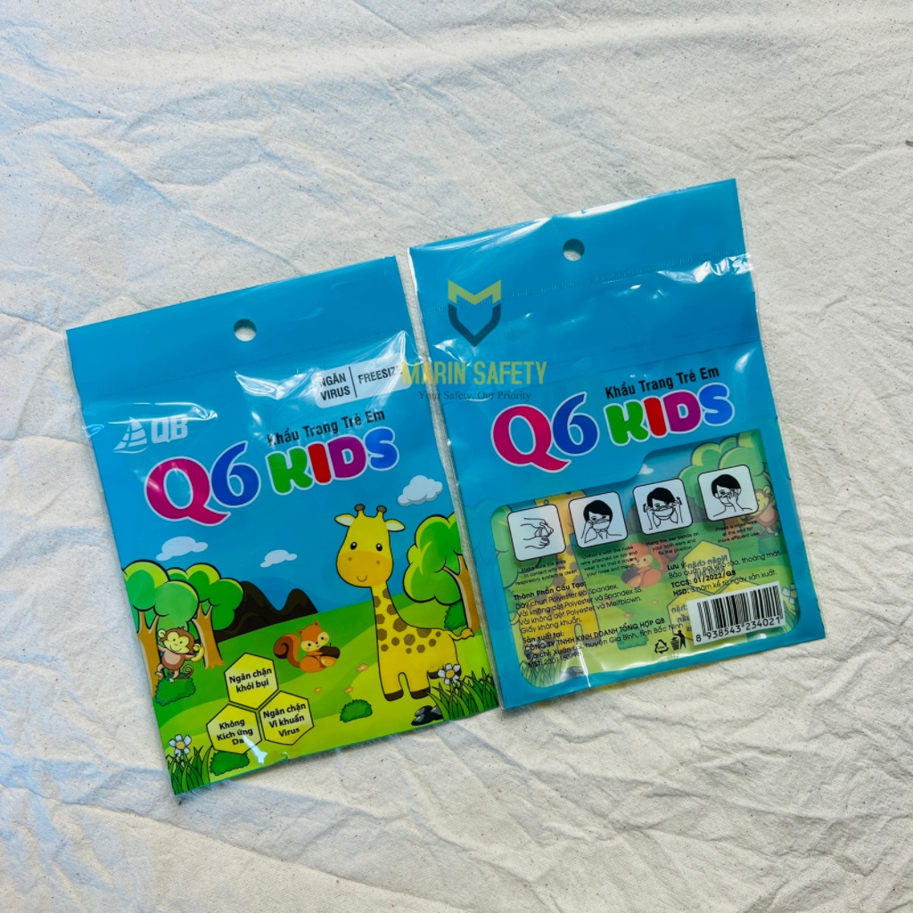 Khẩu trang trẻ em Q6 KIDS (QB MASK) dành cho bé 2 - 7 tuổi, ngăn chặn virus, khói bụi, không kích ứng (Giao ngẫu nhiên)