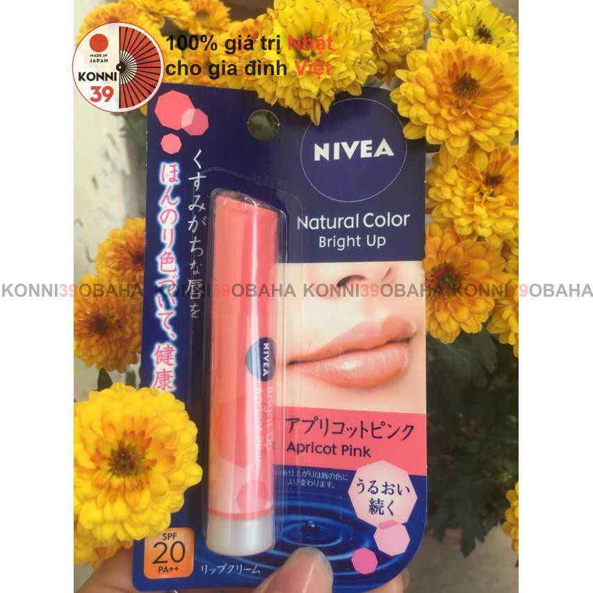 [Hàng Nhật nội địa] Son dưỡng môi Nivea Natural Color Bright Up chống nắng SPF20PA++ 3.5g