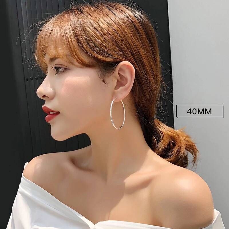 1 Đôi Bông Tai Hình Tròn Bằng Thép Không Gỉ Màu Vàng Hồng 10MM-70MM