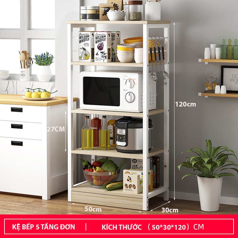 Kệ để lò vi sóng kệ bếp thông minh khung thép carbon cao cấp nhập khẩu kết hợp khay để rau củ quả có bánh xe di chuyển