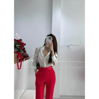 Áo sơ mi sọc sảnh sang trọng thanh lịch chuẩn công sở, chất vải VOAN phối sọc cao câp tông dáng dễ phối HYD