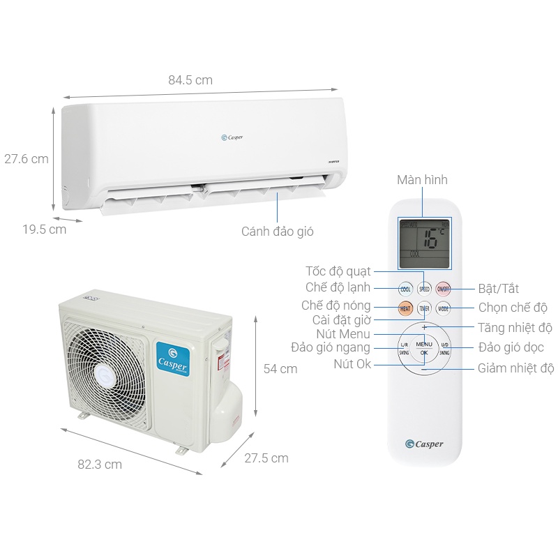 Máy lạnh Casper Inverter 1.5 HP GC-12IS32
