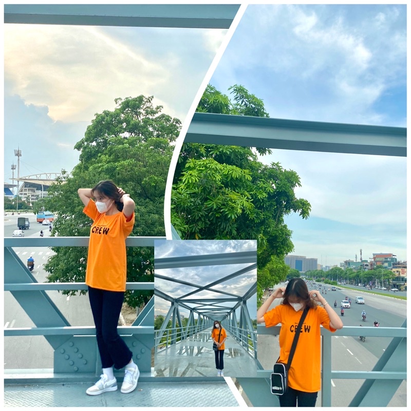 Áo Thun Phông Nữ Màu Cam CREW Áo Cực Chất Giảm Giá
