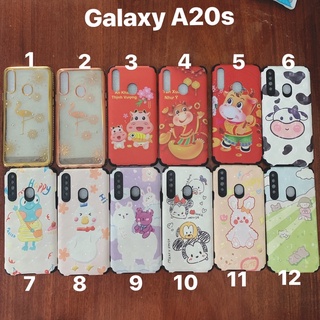 Ốp lưng Samsung A20s viền dẻo hình, trong suốt, giả da