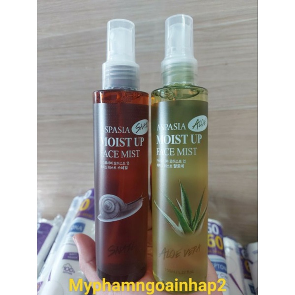 Xịt Khoáng Aspasia Moist Up Face Mist 150ml Hàn Quốc nha đam/ốc sên