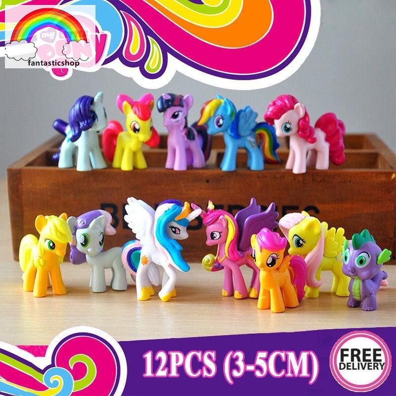 Set 12 Tượng Nhựa Hình Ngựa Pony Dễ Thương Cho Bé