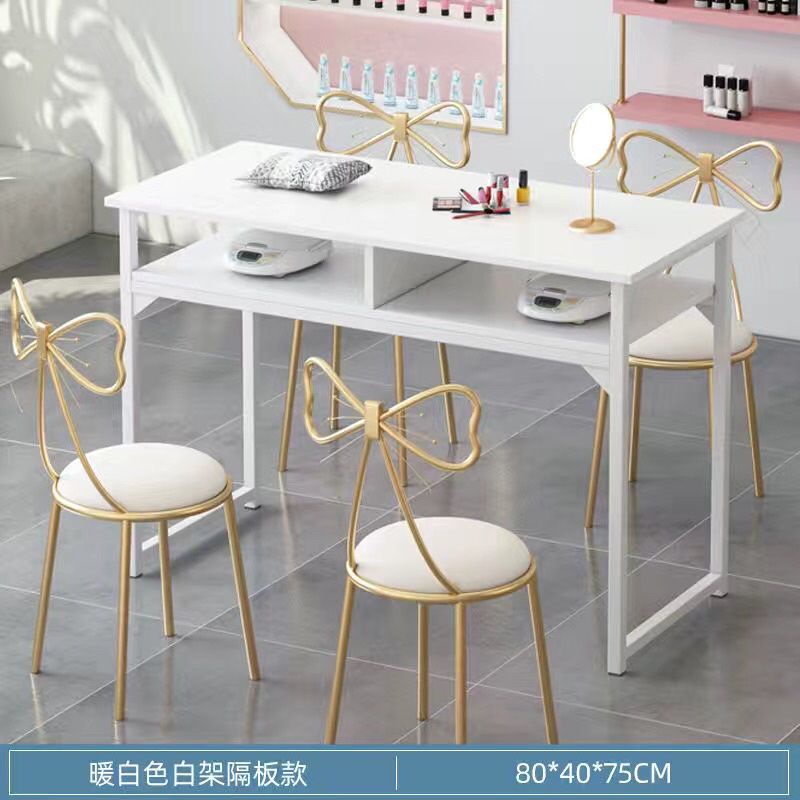 Bàn nail mặt gỗ full trắng