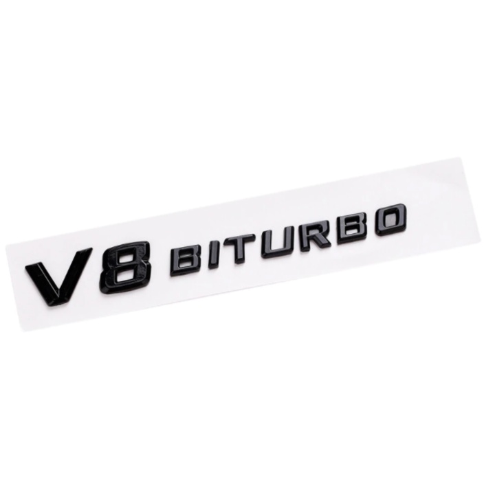 Decal tem chữ V8-Biturbo dán hông xe Mercedes mã V8BT - 1 hàng chữ